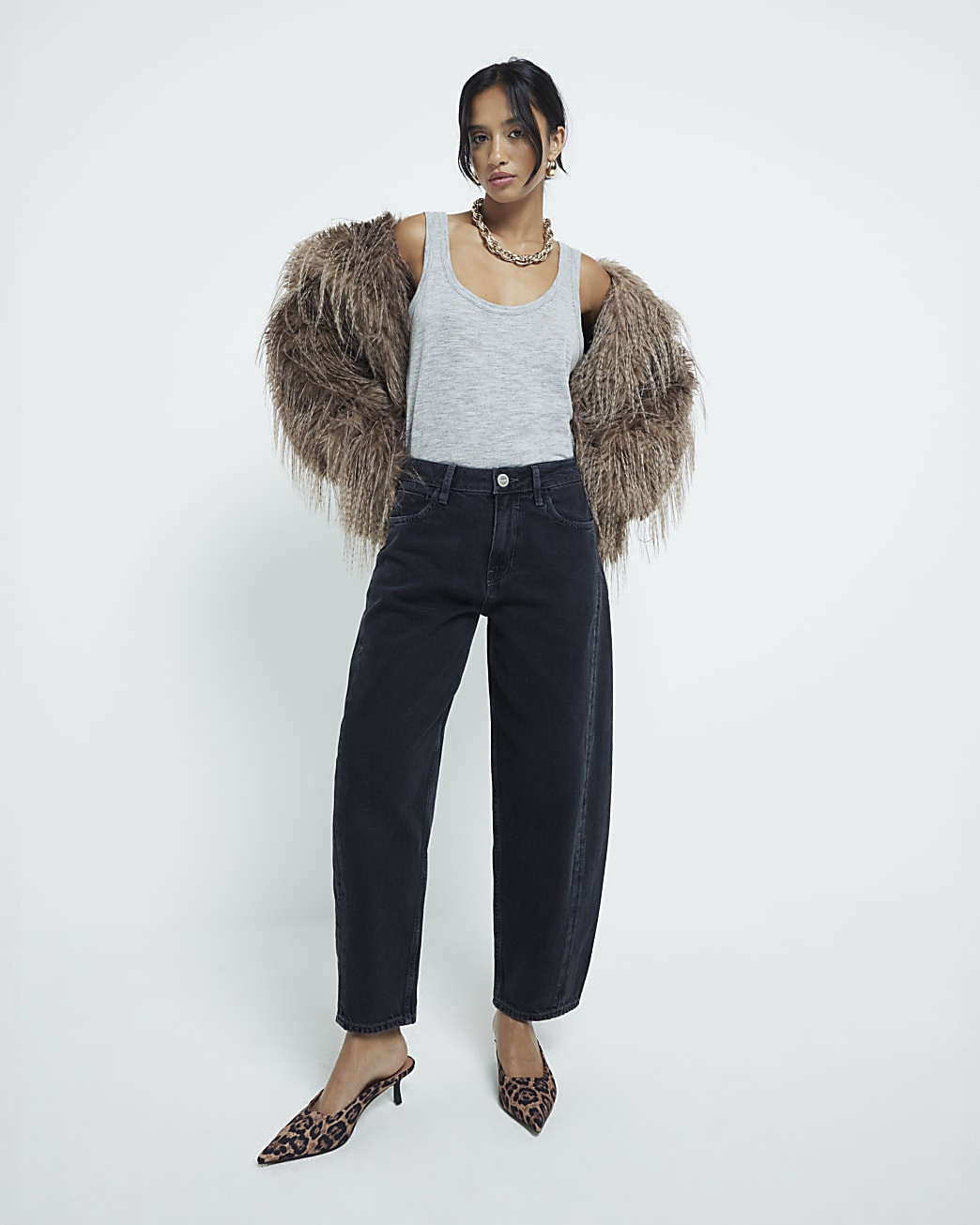 Petite Black Barrel Jeans | River Island (UK & IE)