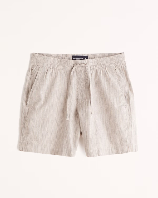 6 Inch Linen-Blend Pull-On Short | Abercrombie & Fitch (US)