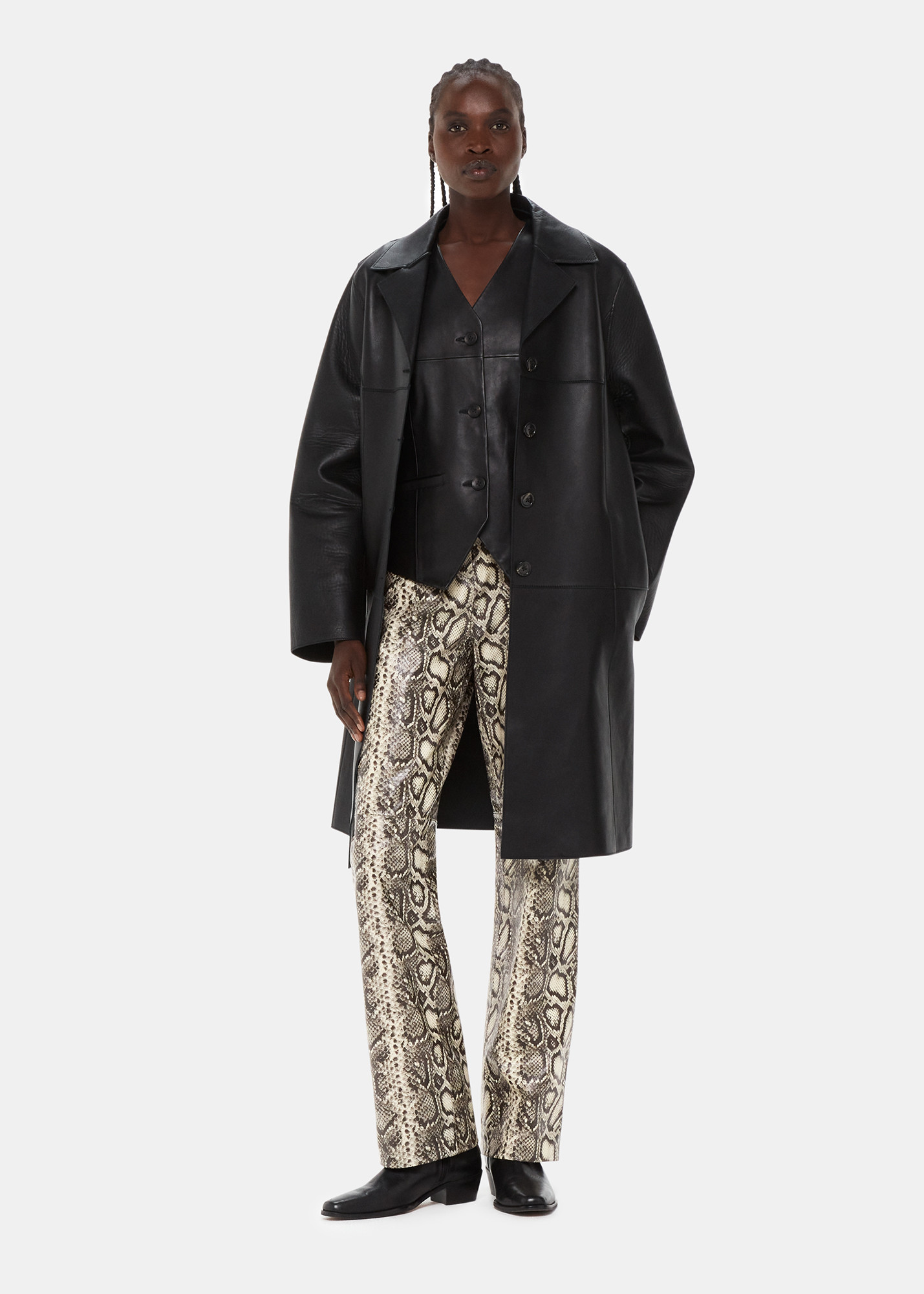 Whistles Women's Snake Print Leather Trousers | Whistles