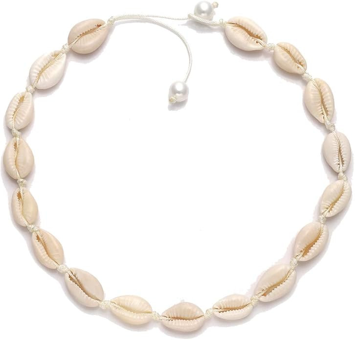 Cowrie Shell Choker Necklace for Women Puka Shell Necklace Corded Seashell Necklace Hawaiian Beac... | Amazon (US)