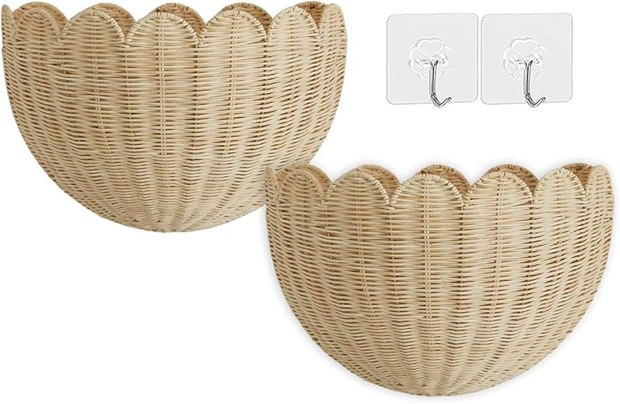 Scallop Wall Basket,Scalloped Wicker Wall Basket, Scalloped WallWicker Baske,Hanging Home Decor f... | Amazon (CA)