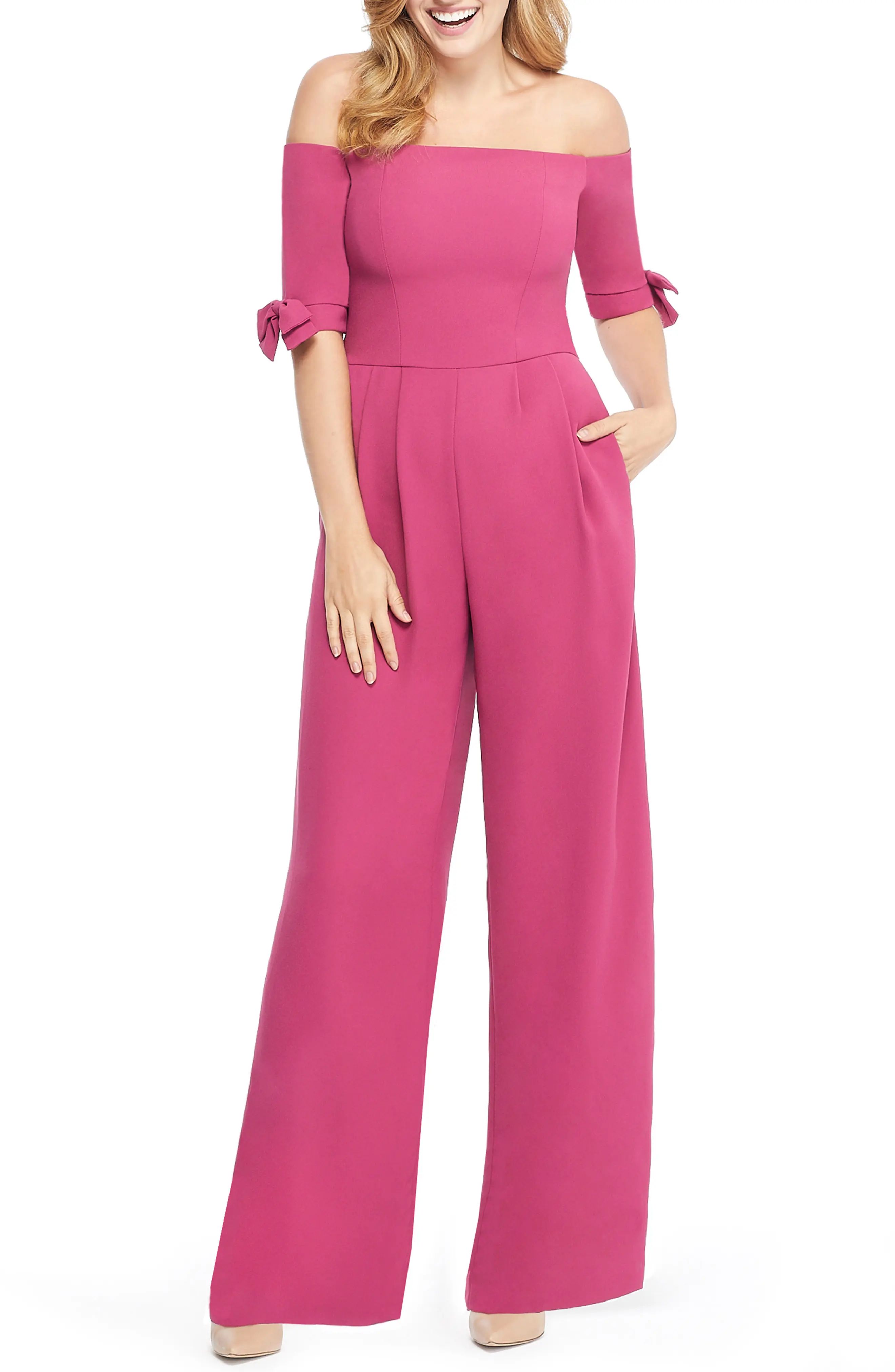 Women's Gal Meets Glam Collection Meredith Crepe Off The Shoulder Jumpsuit | Nordstrom