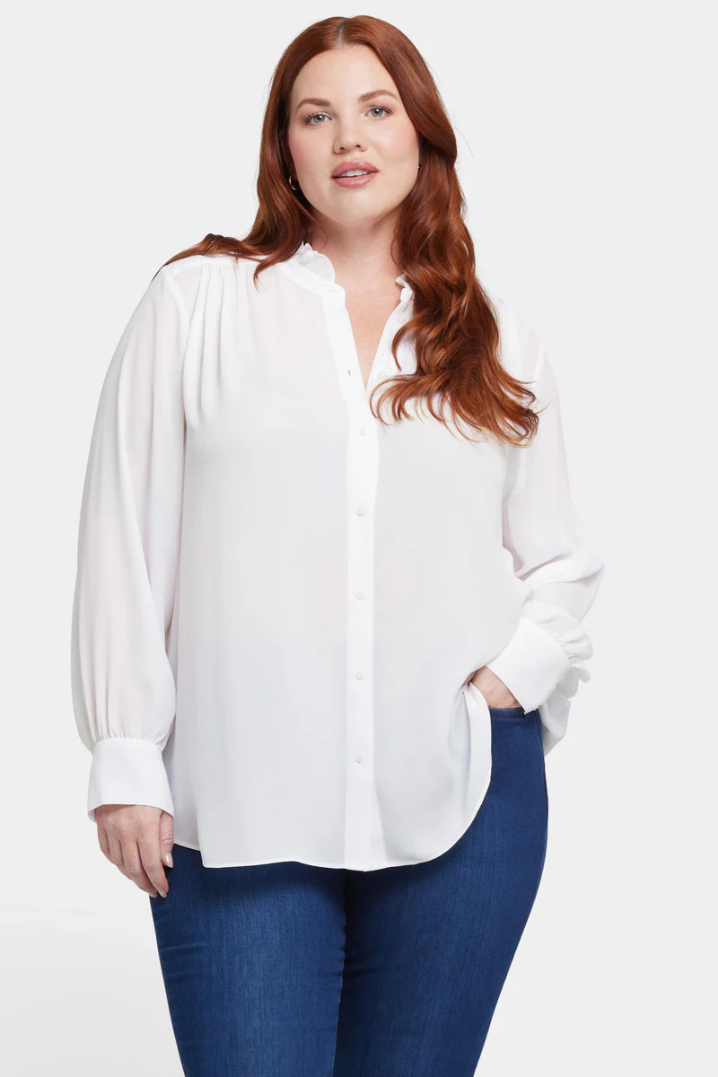 Ruffle Neck Blouse In Plus Size | NYDJ