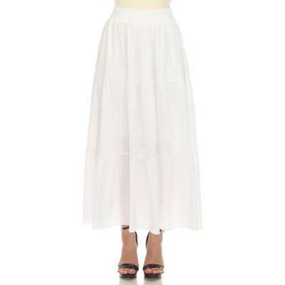 Women's Pleated Tiered Maxi Skirt White Xlarge -White Mark | Target