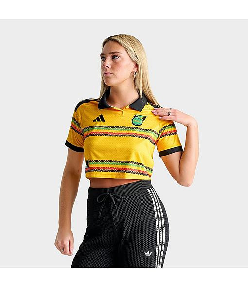 adidas Women's Originals Jamaica 26 x Bob Marley Home Cropped Jersey in Bold Gold Size: Medium | JD Sports (US)