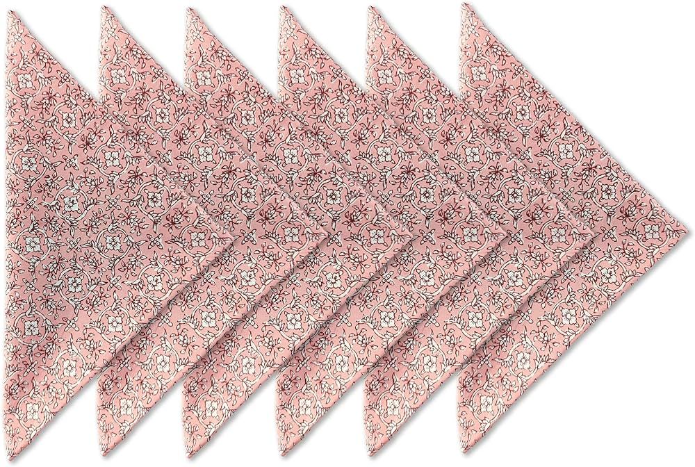 Craftbot Cotton Print Dinner Napkins 18x18 inches - Washable Cloth Napkins Set of 6 - Everyday Us... | Amazon (US)