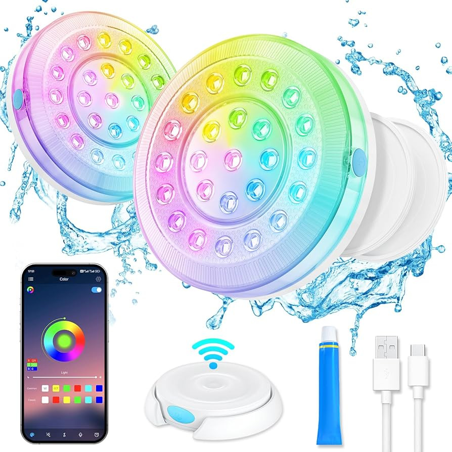 Homly Rechargeable Submersible Pool Lights with Wireless APP Control, Waterproof Underwater Smart... | Amazon (US)