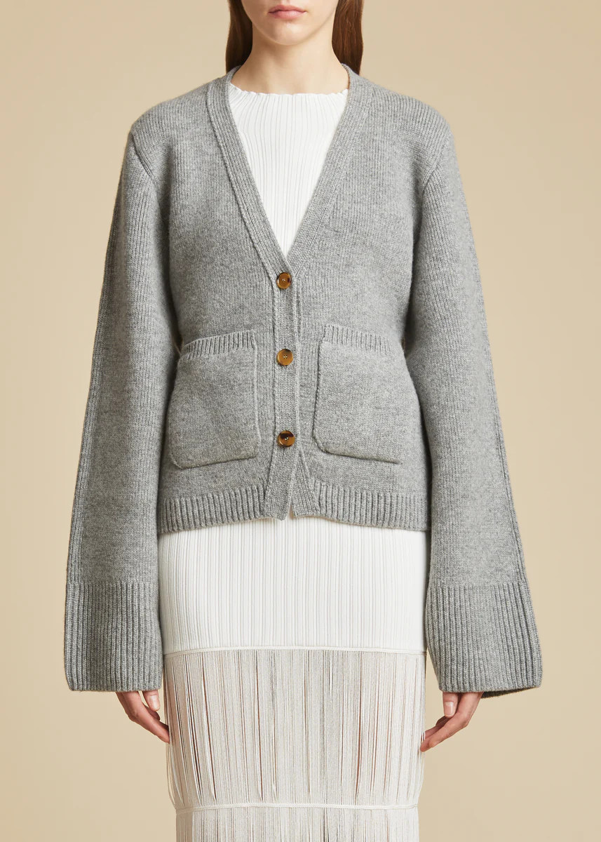 The Scarlet Cardigan in Warm Grey | Khaite