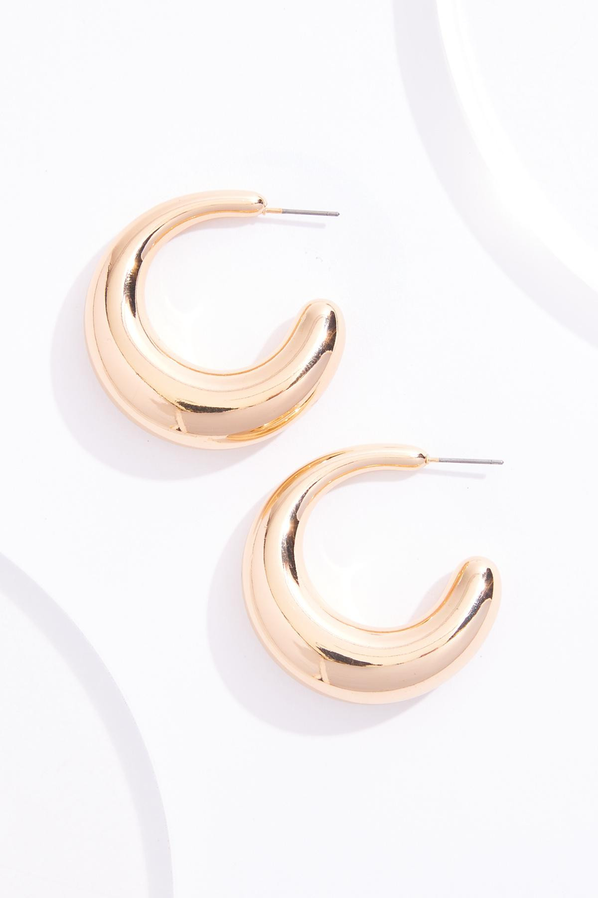 Puffy Gold Hoop Earrings | Cato Fashions