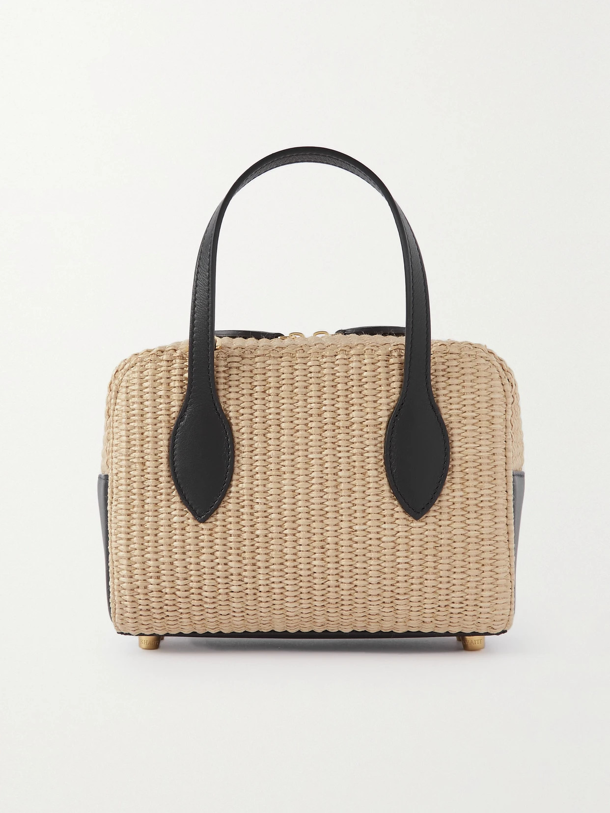 Khaite - Maeve Small Leather-trimmed Raffia Shoulder Bag - Neutrals | NET-A-PORTER (US)