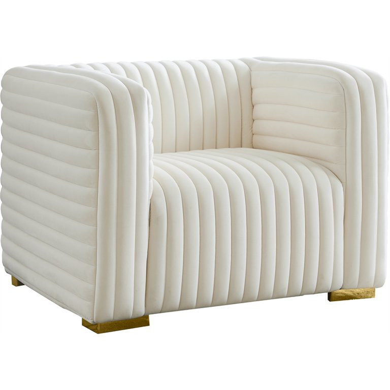 Meridian Furniture Ravish Cream Velvet Chair | Walmart (US)