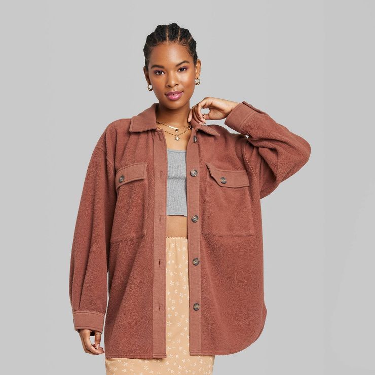Women's Brushed Fleece Oversized Shacket - Wild Fable™ | Target