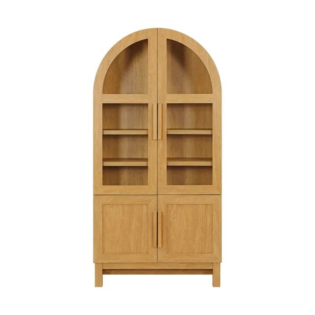 Better Homes & Gardens Juliet Kitchen Rounded Solid Wood Frame Arc Cabinet, Light Honey Finish | Walmart (US)