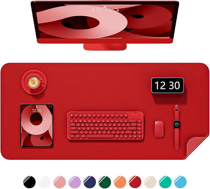 Desk Pad, 23.6" x 13.8" PU Leather Non-Slip Desk Mat Large Mouse Pad for Desktop, Waterproof Lapt... | Amazon (US)