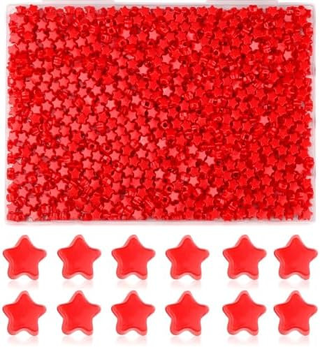 XIANNVXI 1000pcs Red Star Pony Beads with Storage Box | Amazon (US)