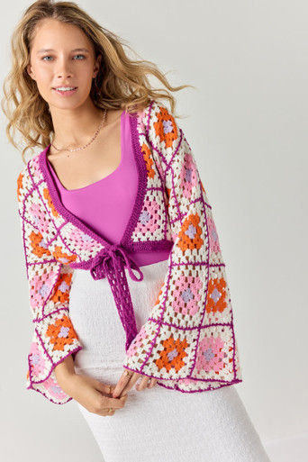 Loretta Crop Crochet Cardigan | Francesca's
