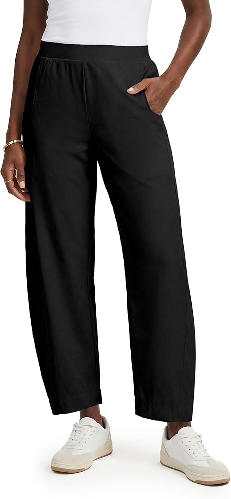 LOMON Barrel Pants for Women Hidden Elastic Quick Dry Travel Crop Ankle Wide Leg Petite Trousers ... | Amazon (US)