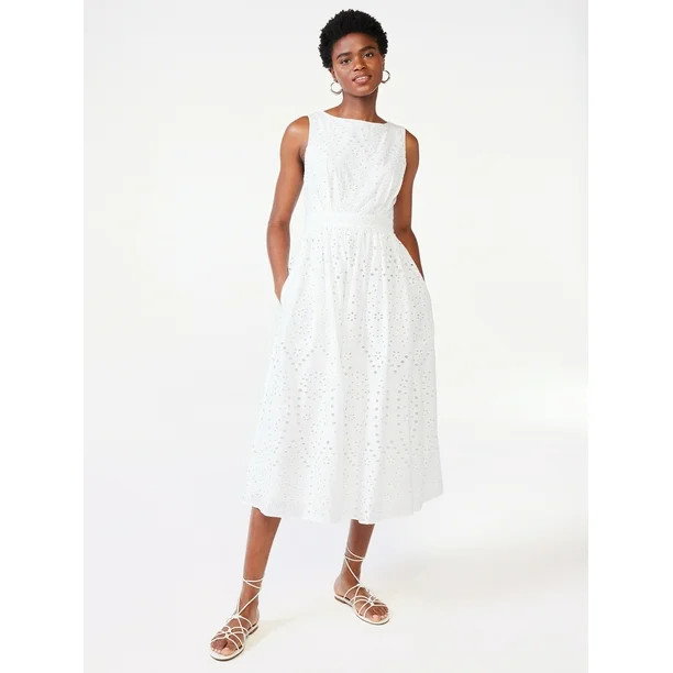 Scoop Women's Eyelet Midi Dress | Walmart (US)
