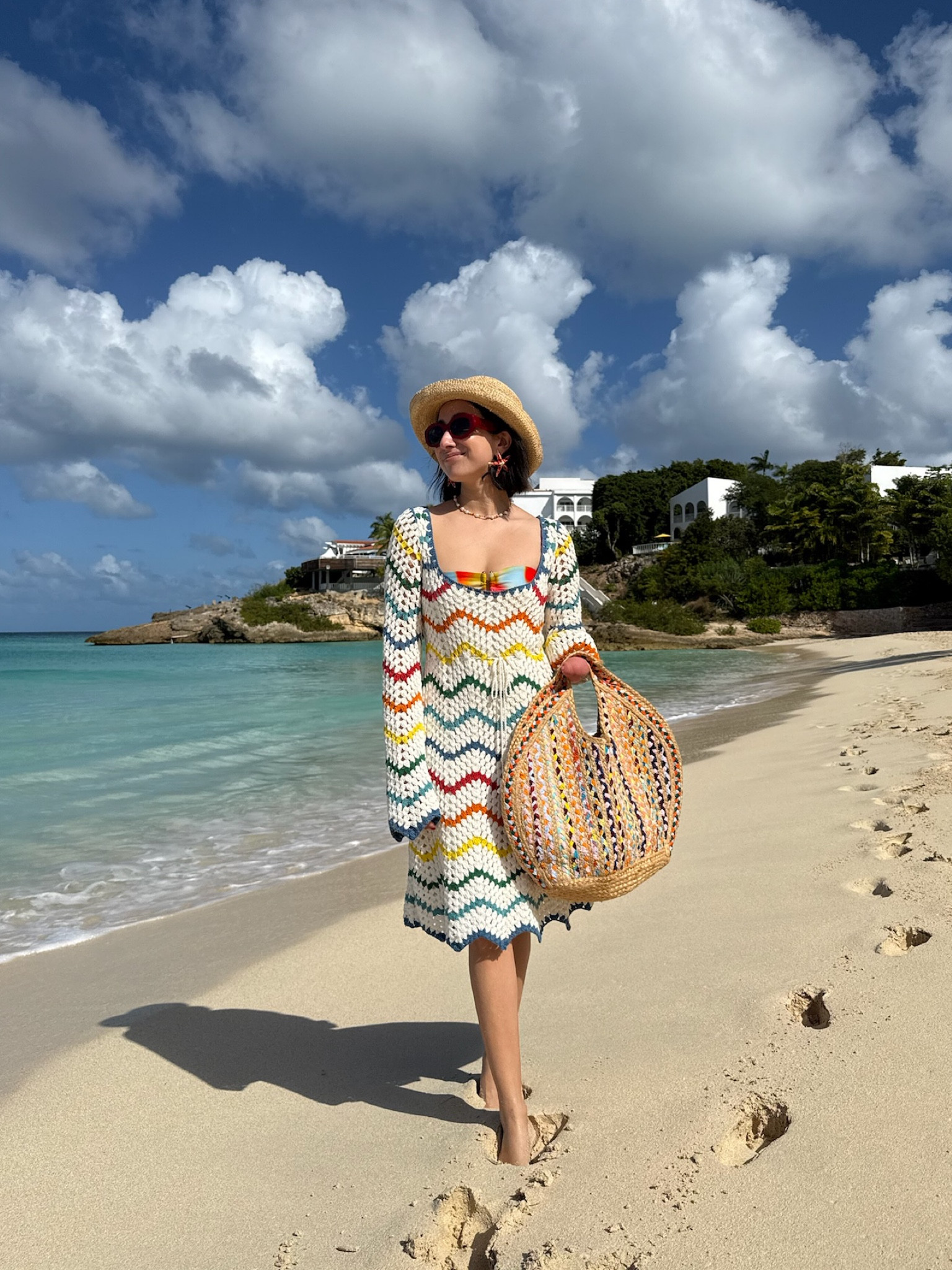 can confirm that both warm weather and colorful fashion help beat the winter blues!! linking similar options for this look 🏝️🌈  #vacayoutfits #beachcoverup #bikini 