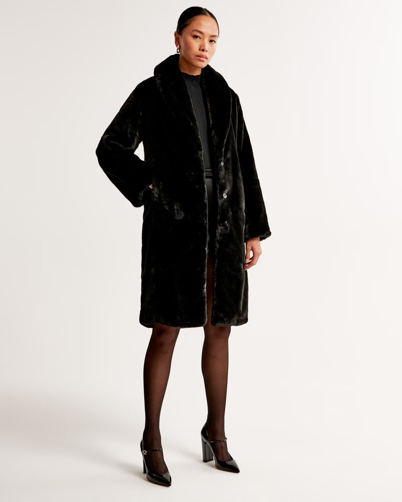Faux Fur Long-Length Coat | Abercrombie & Fitch (US)
