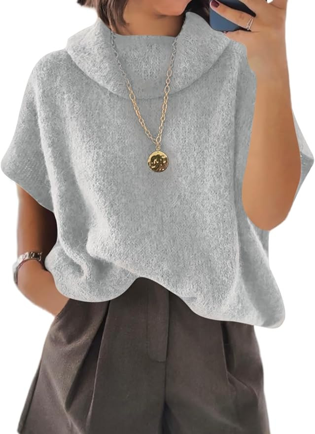 Cicy Bell Womens Oversized Turtleneck Knit Sweaters Short Batwing Sleeve Casual Slouchy Loose Fit... | Amazon (US)