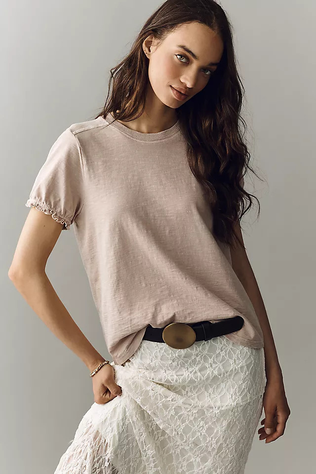 Bennie 100% Cotton Slim Puff Sleeve Tee | Anthropologie (US)