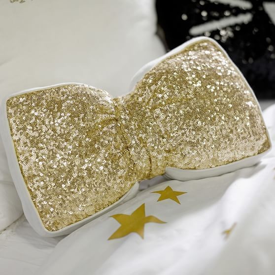 The Emily & Meritt Sequin Bow Pillow | Pottery Barn Teen