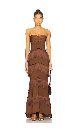 x REVOLVE Hera Fringe Maxi Dress in Chocolate Brown | Revolve Clothing (Global)