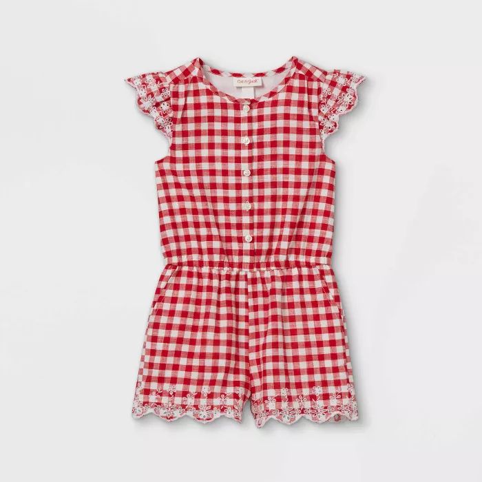 Toddler Girls' Gingham Romper - Cat & Jack™ Red/White | Target