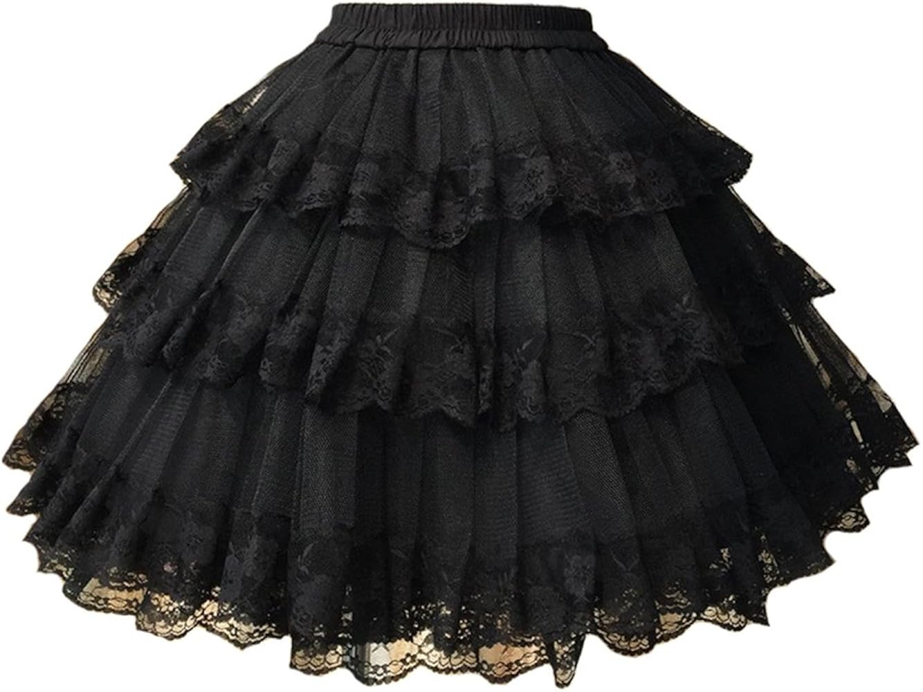 3-Layered Gothic Layered Ruffled Luxury Vintage Rockabilly Petticoat Crinoline Underskirt | Amazon (US)