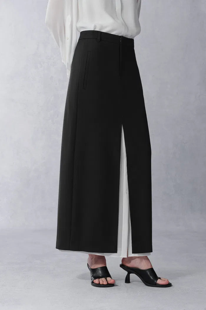 Callisto Double Layer Maxi Pencil Skirt in Fine Wool Suiting | Fabrique
