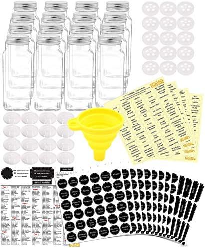 16 Glass Spice Jars Complete Set: 667 Chalkboard & Clear Printed Spice & Pantry Labels - Premier 8 f | Amazon (US)
