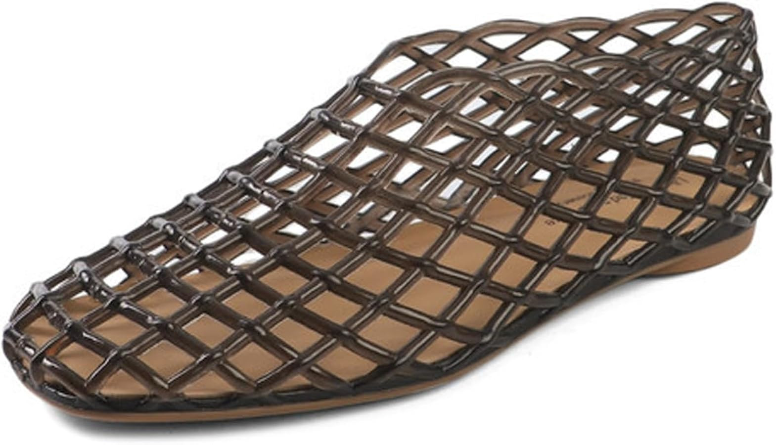 Jelly Mesh Ballet Flats for Women Jelly Shoes Women 2025 Newly Adult Clear Hollow Jelly Flat Sand... | Amazon (US)