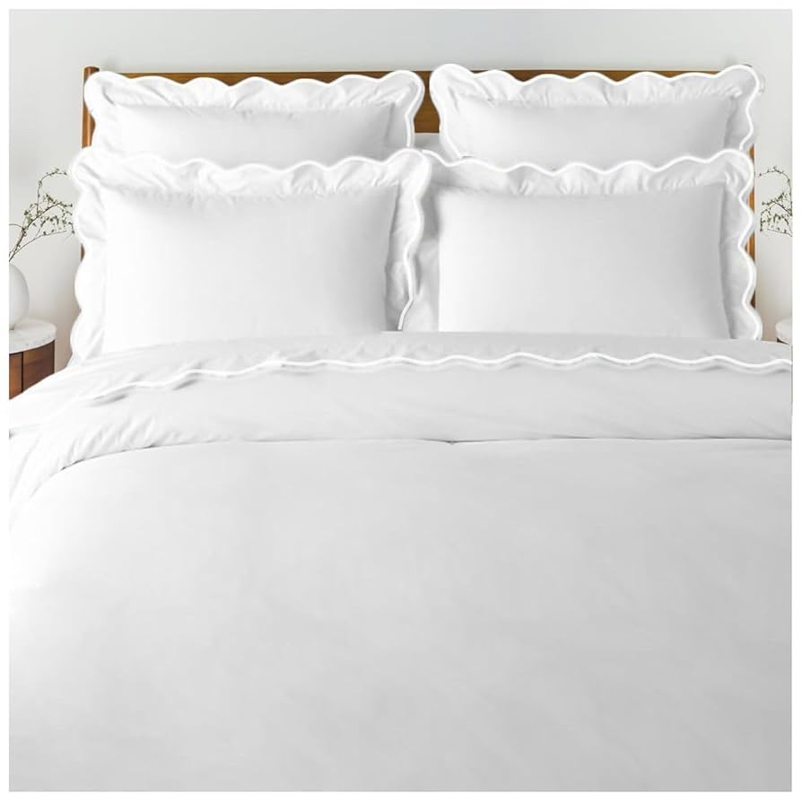 Calico Homes Scalloped Trim Duvet Cover & Shams 100% Cotton Sateen 400 Thread Count (TwinTwin XL,... | Amazon (US)