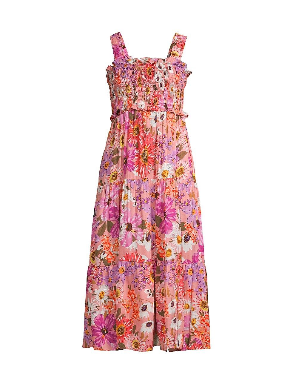 Women's Tiered Floral Smocked Midi-Dress - Botanical Floral - Size 6 - Botanical Floral - Size 6 | Saks Fifth Avenue