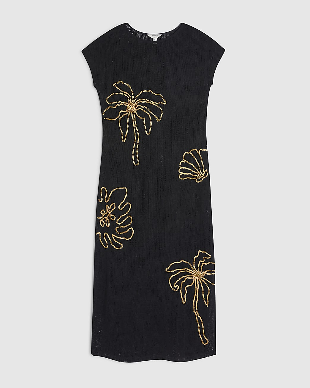Black Knit Beaded Midi Beach Dress | River Island UK & IE