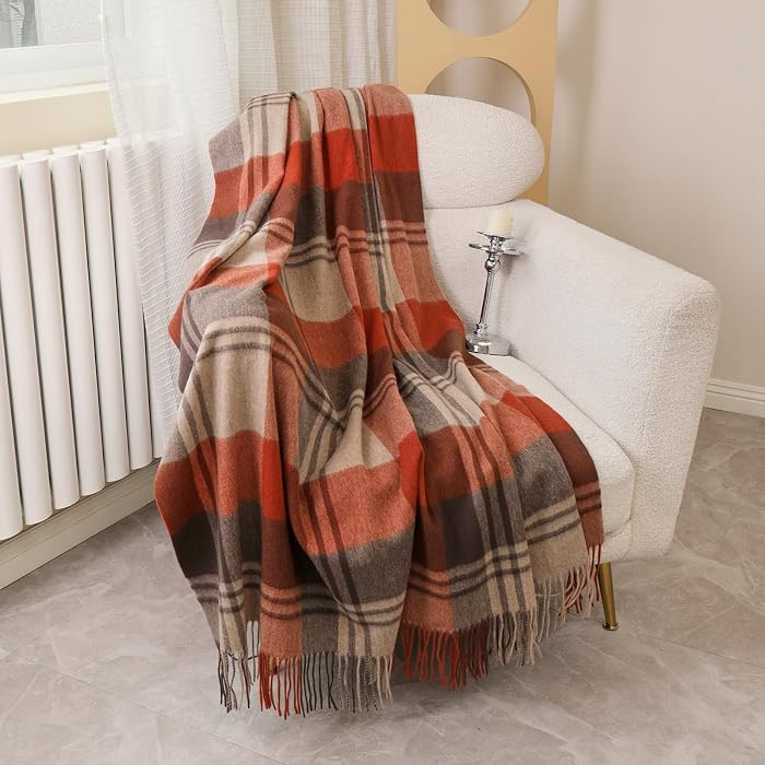 100% Wool Throw Blanket,Super Soft Lightweight Blanket for Couch | Amazon (US)
