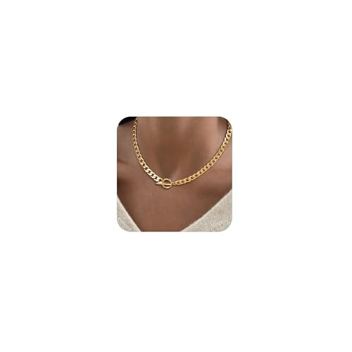 CHESKY Chunky Gold Necklace for Women, Trendy 14K Gold Plated Cuban Link Chain Thick Toggle Necklaces Non Tarnish Jewelry | Amazon (US)
