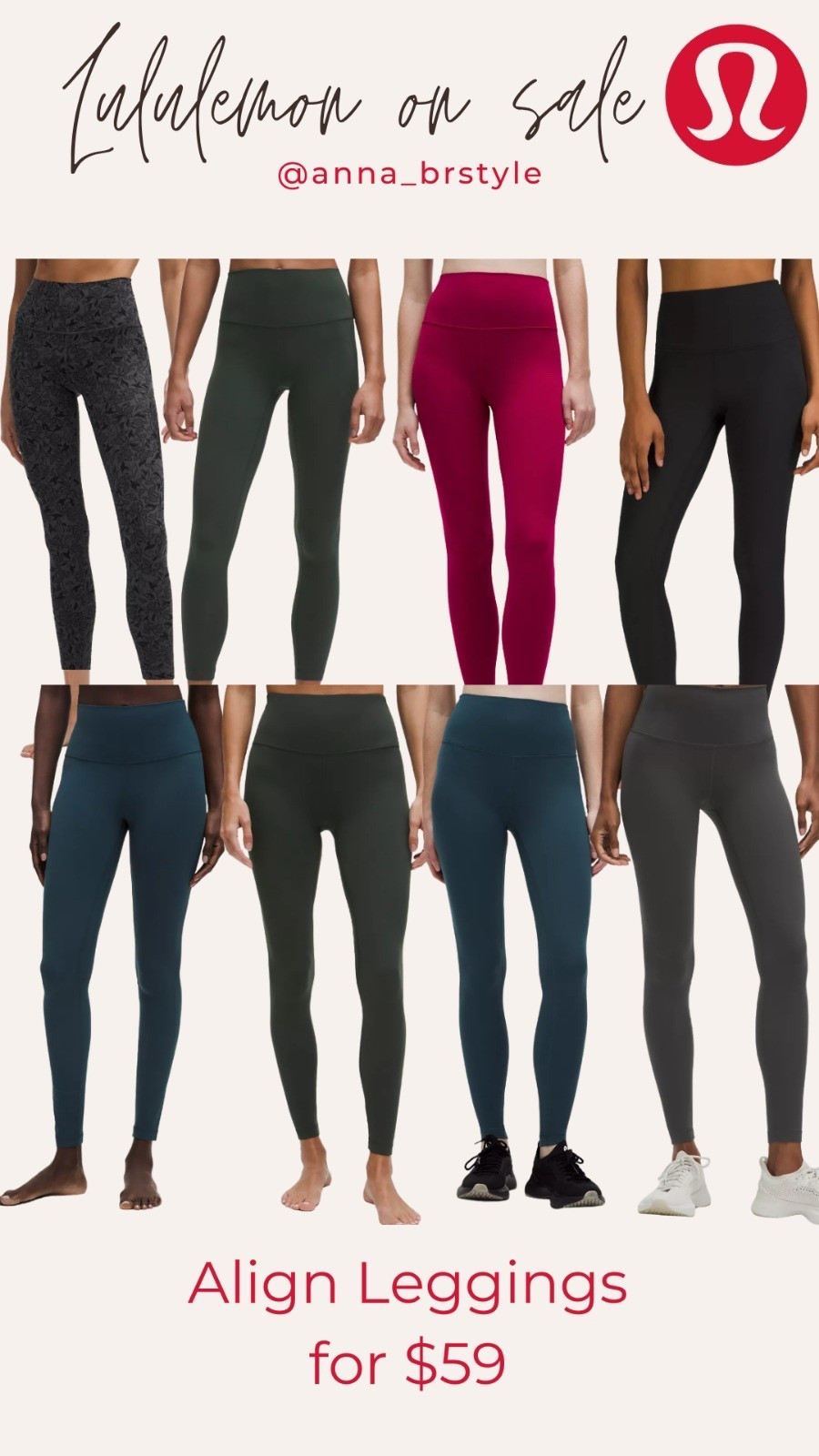 Lululemon Align leggings on sale for $59, workout leggings, gym outfit, athleisure style, the best wokout leggings, annabrstyle. 

#LTKFindsUnder100 #LTKSaleAlert #LTKActive