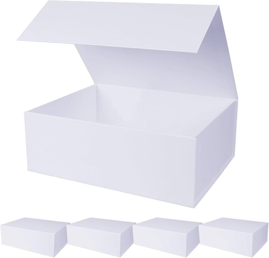 Aimyoo 5 Pack White Magnetic Gift Boxes with Lids 13.8x9x4.3 in, Large Bridesmaid Groomsman Propo... | Amazon (US)