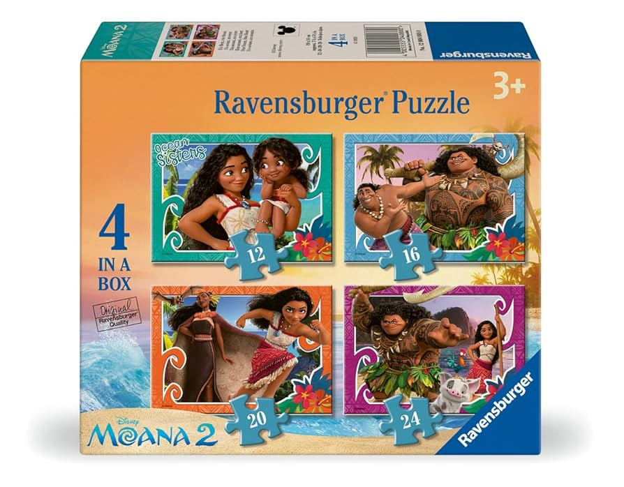 Ravensburger Moana 2 Jigsaw Puzzle Pack for Kids | 4 Puzzles with Increasing Piece Counts (12, 16... | Amazon (US)