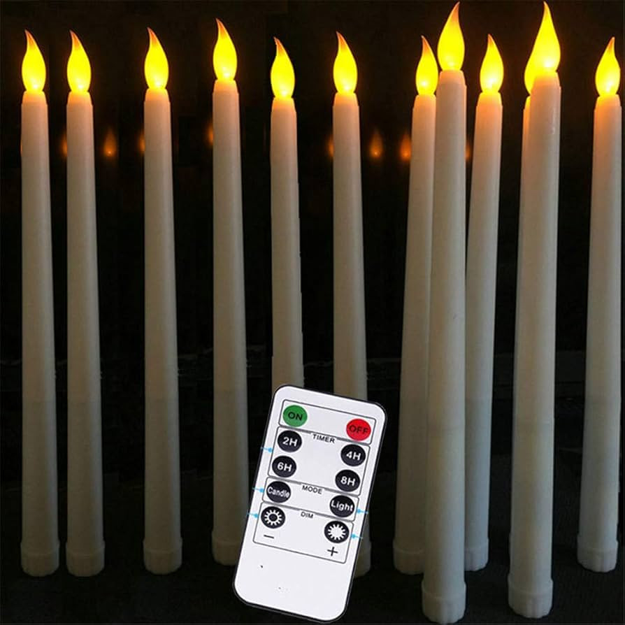 Pack of 12 Remote Flameless LED Taper Candles with Yellow Flickering Light,Realistic Plastic 11 i... | Amazon (US)