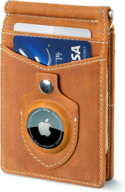 SERMAN BRANDS AirTag Wallet - RFID Blocking Mens Minimalist Money Clip Wallet for Airtag - Full G... | Amazon (US)