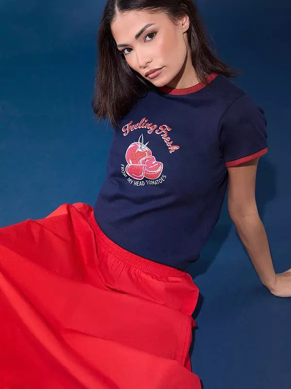PixieGirl Petite Feeling Fresh Tomato T-Shirt - Blue | Very (UK)