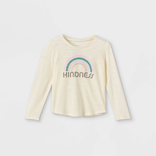 Grayson Mini Toddler Girls' Rainbow 'Kindness' Long Sleeve T-Shirt - Cream | Target