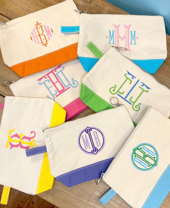 Canvas Zip Pouch with Monogram - Accessories Bag - Cosmetic Bag - Graduation Gift | Etsy (US)