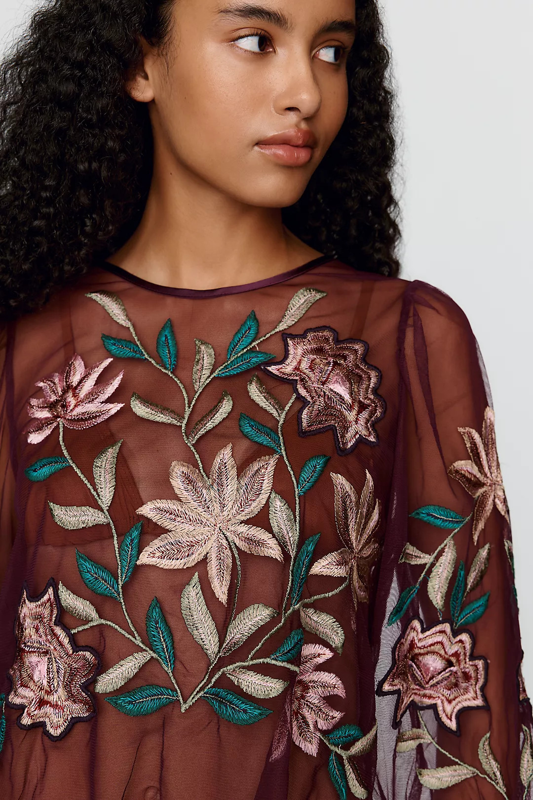 By Anthropologie Mesh Embroidered Top | Anthropologie (US)