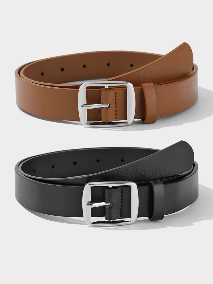 2pcs/set White/k-shaped Buckle Stylish Decoration All-match Pu Belt For Daily Use | SHEIN