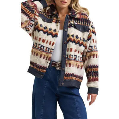 Wrangler Fair Isle Faux Shearling Jacket in Fun Fairisle at Nordstrom, Size Large | Nordstrom