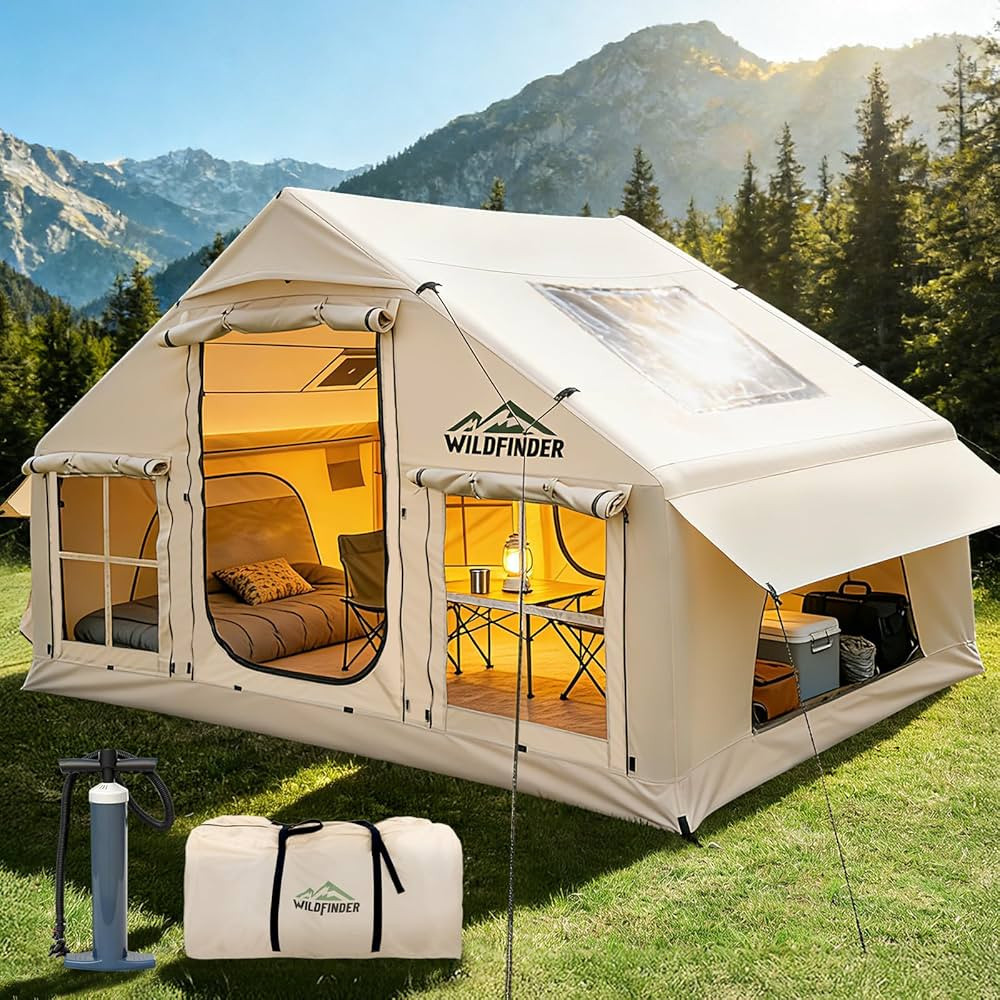 Inflatable Tent with Skylight, Quick Setup Blow Up Tents with Pump, Hot Tent with Stove Jack, Wat... | Amazon (US)